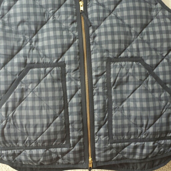 J.Crew Gingham Black Plaid Quilted Excursion Vest - Picture 3 of 5
